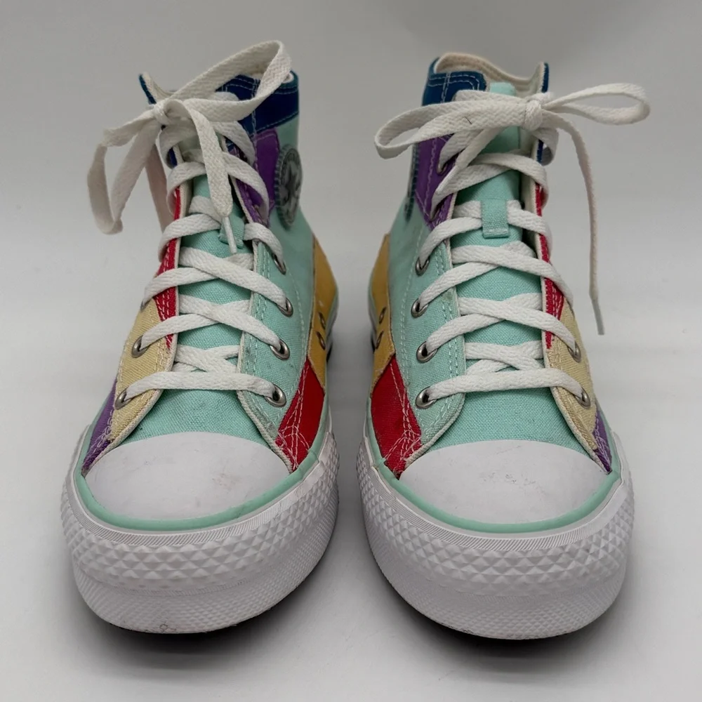 Converse Chuck Taylor All Star Lift Hi Sneaker-Patchwork Color Block Big Girl 7